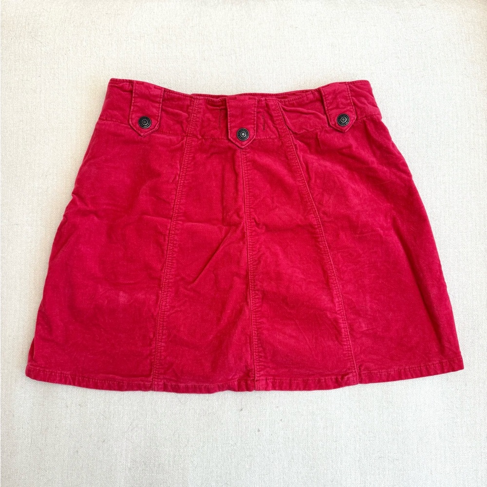 SOLD - Free People We The Free Red Corduroy A-Line Mini Skirt - 25